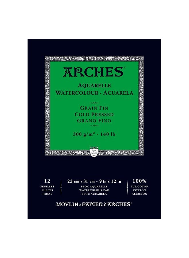 Arches دفتر ورق مائي، 140 رطل، ضغط بارد، 9"x12" - Image 3