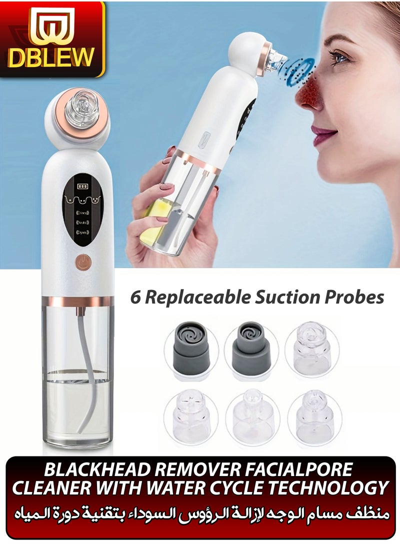DBLEW Blackhead Remover with Water Cycle Technology Small Bubble Facial Pore Cleaner Whitehead Extractor 6 In 1 Probes Beauty Vacuum Device USB Rechargeable for Acne Pimple Comedone for Women & Men  - Image 1