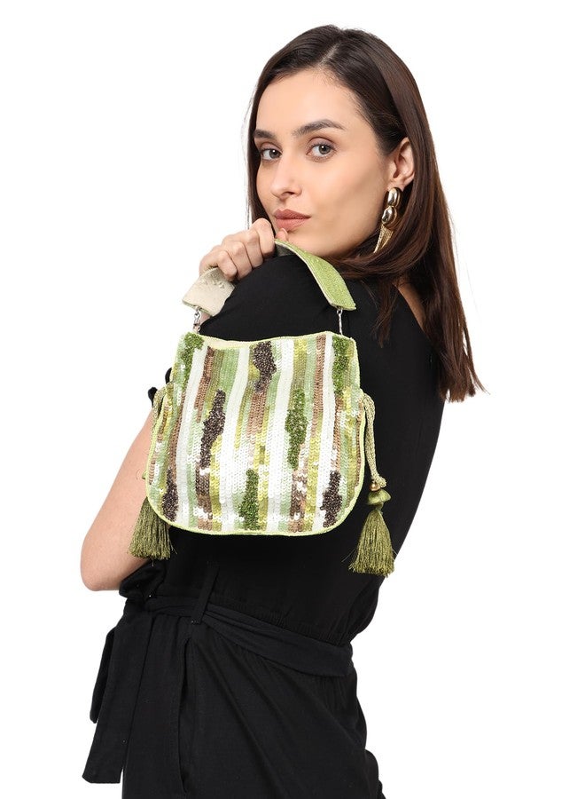 MARKQUES Handmade Embellished Green Potli Bag - Image 3