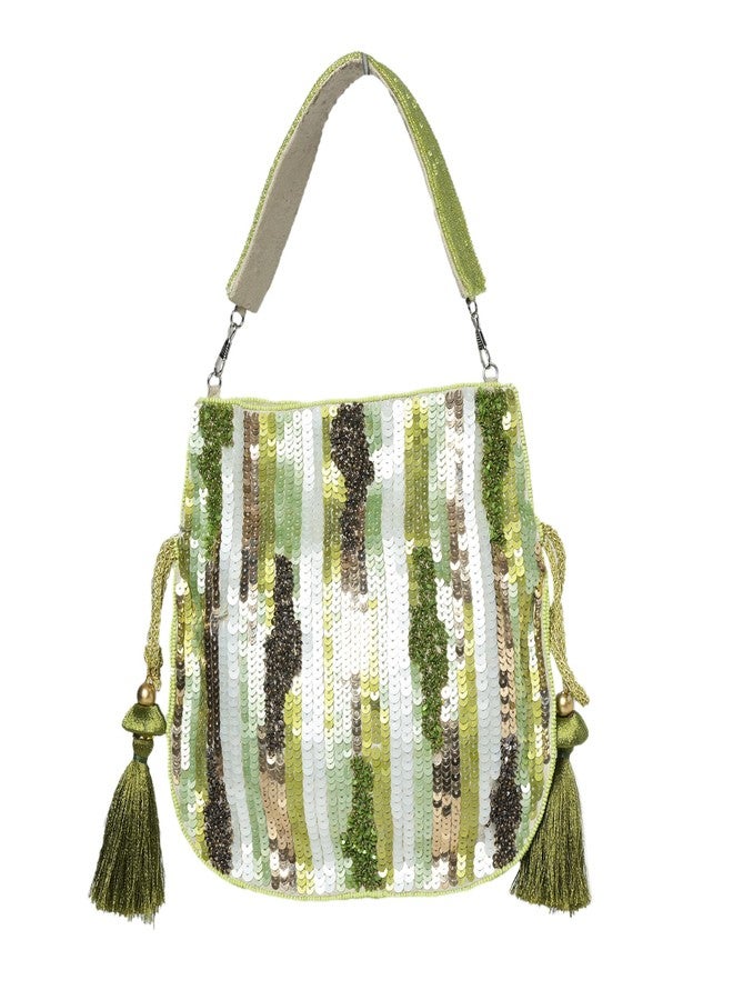 MARKQUES Handmade Embellished Green Potli Bag - Image 4