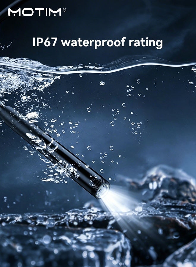 Motim Endoscope Camera with Light,1200P HD Borescope, IP67 Waterproof Inspection Snake Camera for Drain/Plumbing/Wall Automotive Engine, Semi-Rigid, for iOS/Android,16.4ft - Image 4