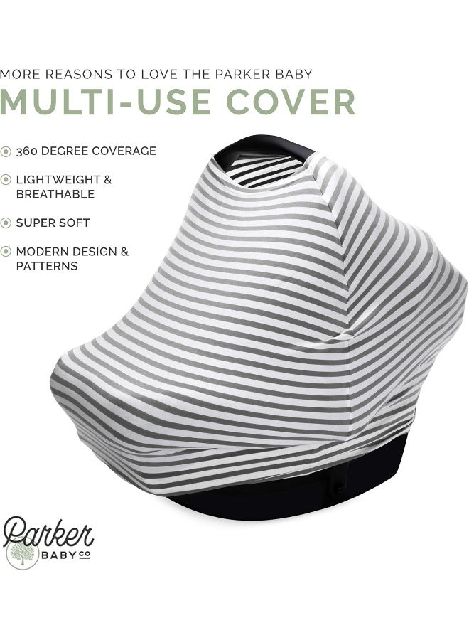 Parker Baby Co. Parker Baby Co. 4 in 1 Car Seat Cover for Girls - Stretchy Carseat Canopy, Nursing Cover, Grocery Cart Cover, High Chair Cover  - Image 2
