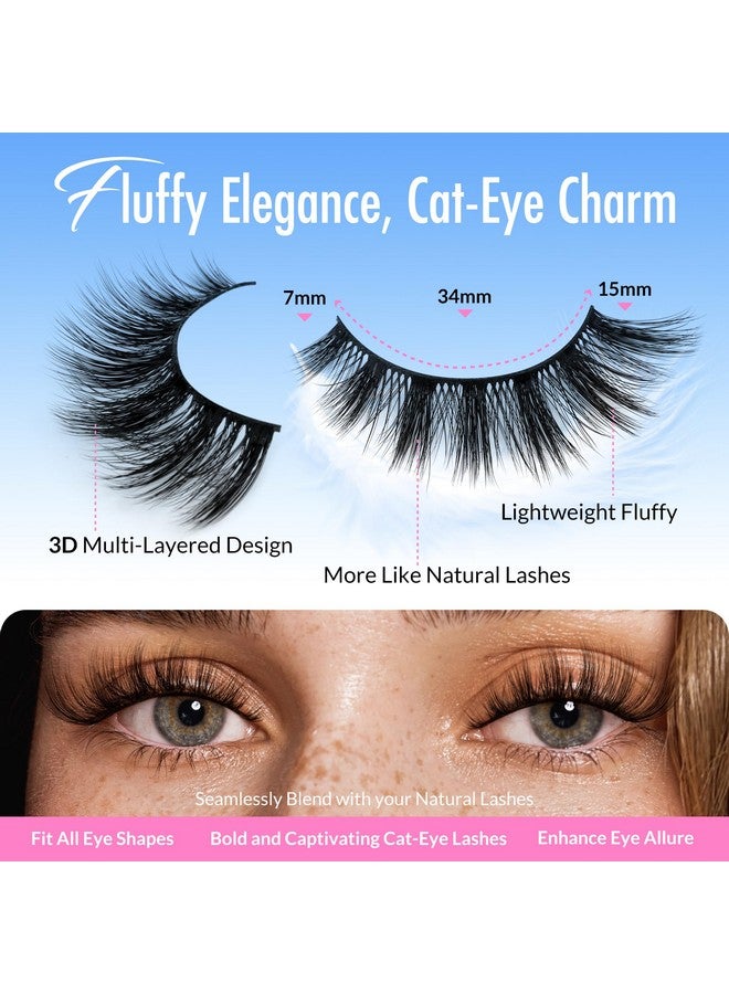 Bepholan False Eyelashes Natural Look Wispy 3D Super Fluffy False Lashes Volume Cat Eye Lashes 5 Pairs Faux Mink Lashes (DV05) - Image 2