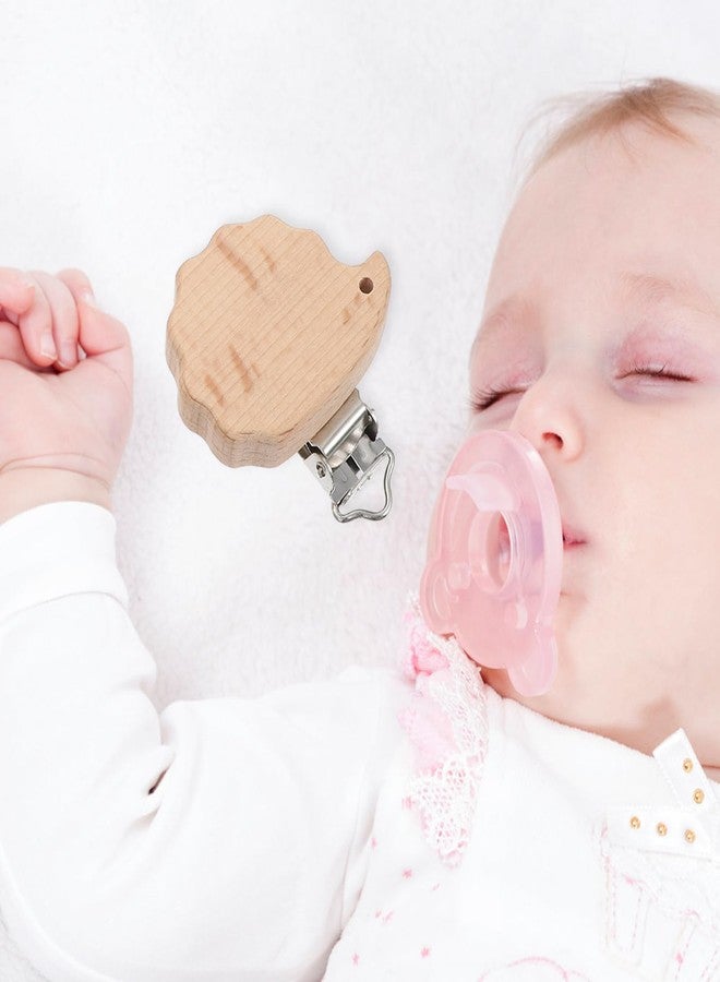 Garneck 6Pcs Natural Wood Suspender Pacifier Clips Cute Beech Wooden Animal Shape Clips Charm DIY Beading Pacifier Chain Accessory (Mixed Style) - Image 2