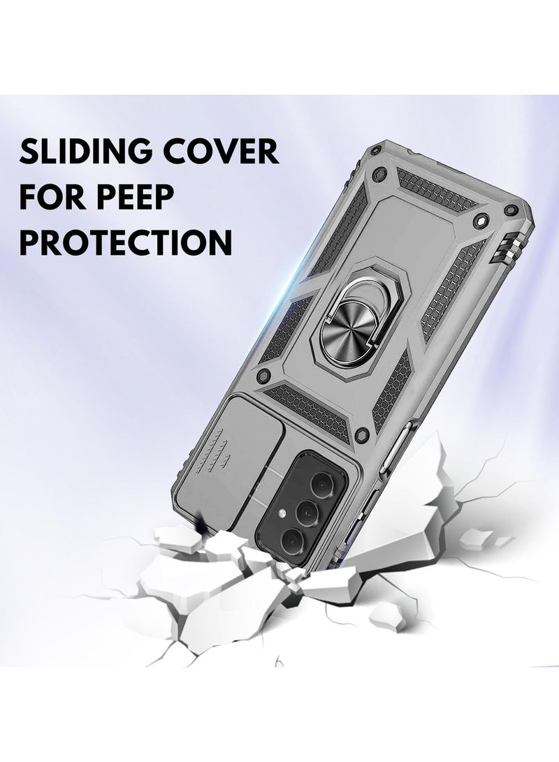 Arabest for Samsung Galaxy S23 FE 5G Case with Camera Cover and Stand Kickstand Ring Military Grade Shockproof Protective Cover Back Wtih Car Magnetic Mount (Silver) - Image 4