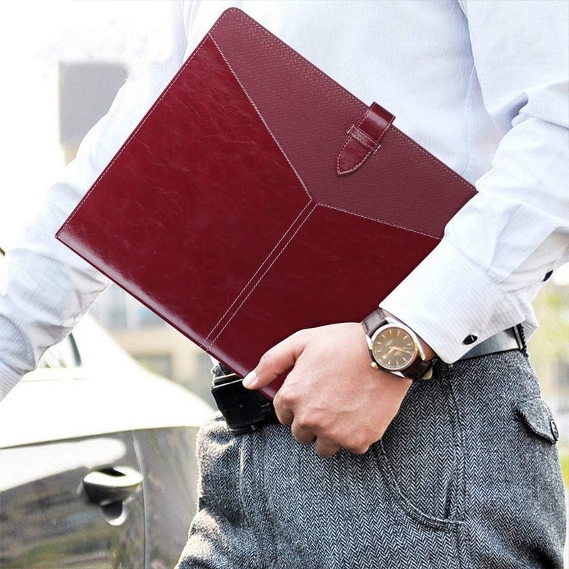 Toplive Padfolio 3 Ring Binder Organizer Business Portfolio Folder for Women, A4/ Letter Size PU Leather Portfolio Padfolio for Interview Conference Presentation, Wine Red - Image 2