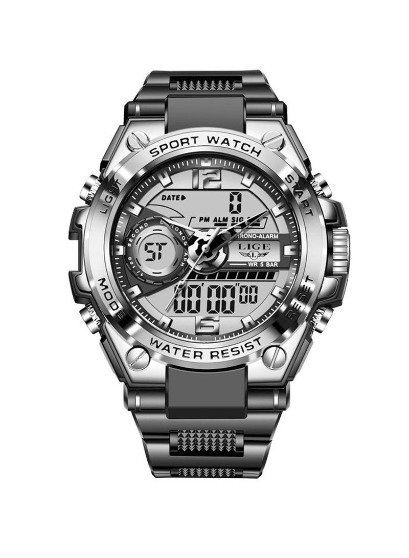 SYOSI Mens Sports Digital Watches, Outdoor Large Face Dial Waterproof Electronic Date Multi Function Wrist Watches for Men Tactic LED Alarm Stopwatch - Image 2