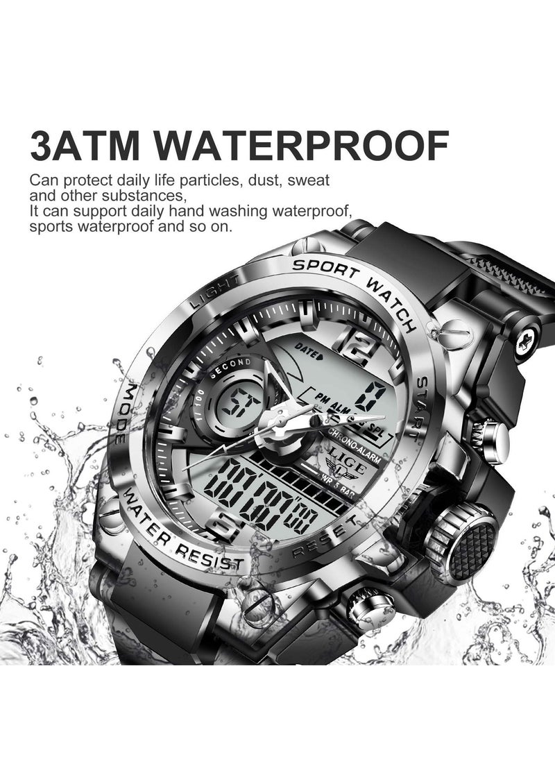 SYOSI Mens Sports Digital Watches, Outdoor Large Face Dial Waterproof Electronic Date Multi Function Wrist Watches for Men Tactic LED Alarm Stopwatch - Image 5