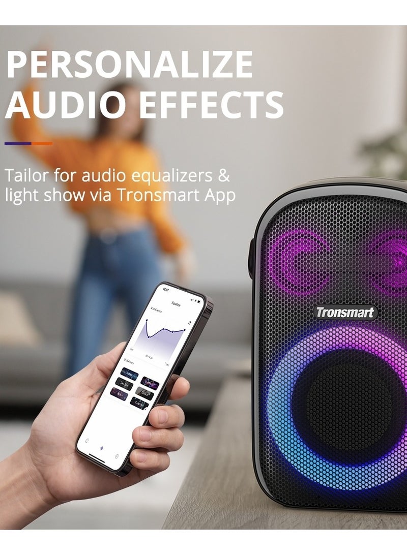 Tronsmart Halo 100 Bluetooth Speaker, 60 W Portable Bluetooth Music Box with LED, IPX6 Waterproof, 18 Hours Battery, Stereo Sound, Power Bank and App, Hands-Free Function, Outdoor Speaker for Parties - Image 4