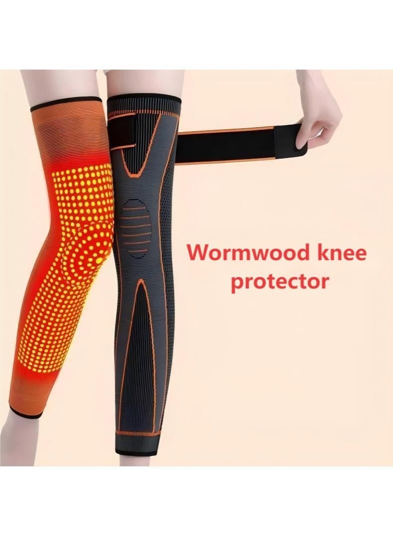 NOOA Leg Compression Sleeve Full Leg 2 Pack Long Self-Heating Knee Brace for Men Women Knee Support Protector for Running Weightlifting Workout and other Sport Size L - Image 1