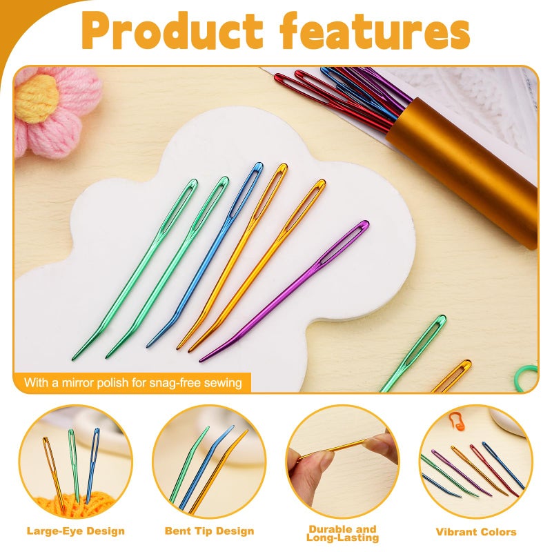 UOOU 10Pcs Yarn Needles, Darning Tapestry Needles, Large Eye Weaving Needle, Yarn Needle for Crocheting with Aluminum Storage Knitting Crochet Accessories - Image 3