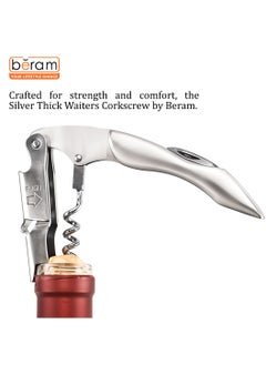 Beram Multifunctional Waiters Corkscrew, Stainless Steel, Bottle Opener with Foil Cutter, Portable, Strong, Thick and Durable, Camping Knife, Silver  - Image 2