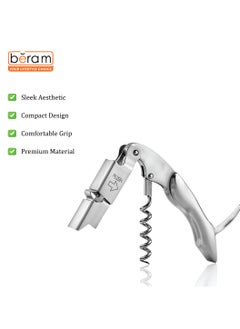 Beram Multifunctional Waiters Corkscrew, Stainless Steel, Bottle Opener with Foil Cutter, Portable, Strong, Thick and Durable, Camping Knife, Silver  - Image 3