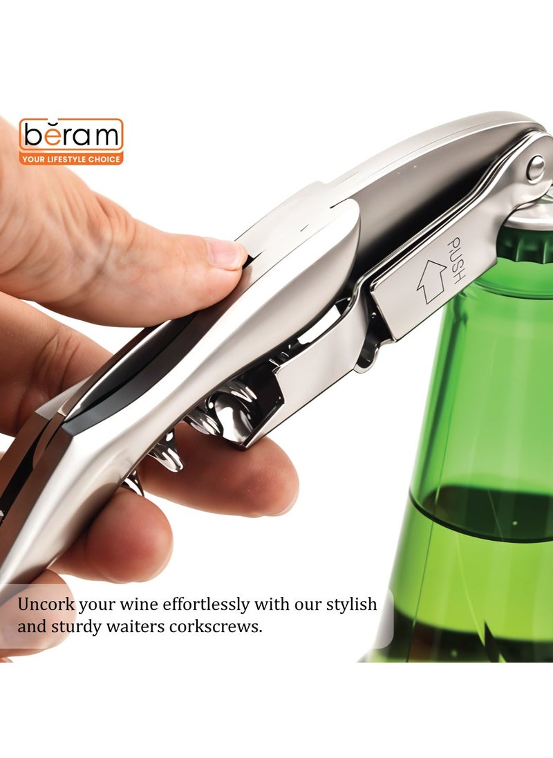 Beram Multifunctional Waiters Corkscrew, Stainless Steel, Bottle Opener with Foil Cutter, Portable, Strong, Thick and Durable, Camping Knife, Silver  - Image 5
