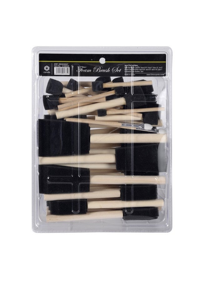 Conda 50 Pack 0.5"-2" Different Size Assorted Foam Brush Set Wood Handle Paint Brush Set- Lightweight, Durable, Great For Acrylics, Stains, Varnishes - Image 1