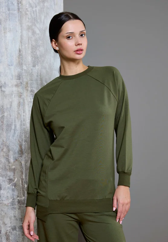 ذوق Raglan Sleeve High Low Hem Sweatshirt