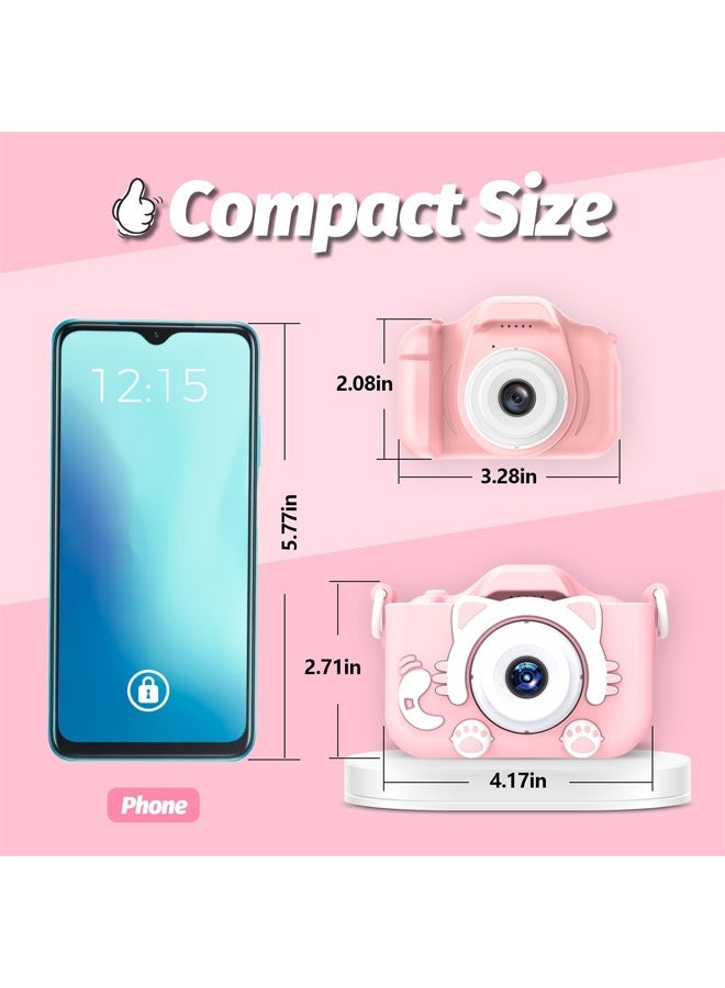 بولوز كاميرا للأطفال من سن6+سنوات للبنات والأولاد، كاميرا فيديو رقمية للأطفال مع غطاء ناعم مزين برسوم كرتونية، أفضل هدية عيد الميلاد وعيد الميلاد للأطفال - تتضمن بطاقة SD سعة 32 جيجابايت - Image 2