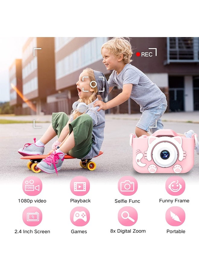 بولوز كاميرا للأطفال من سن6+سنوات للبنات والأولاد، كاميرا فيديو رقمية للأطفال مع غطاء ناعم مزين برسوم كرتونية، أفضل هدية عيد الميلاد وعيد الميلاد للأطفال - تتضمن بطاقة SD سعة 32 جيجابايت - Image 3