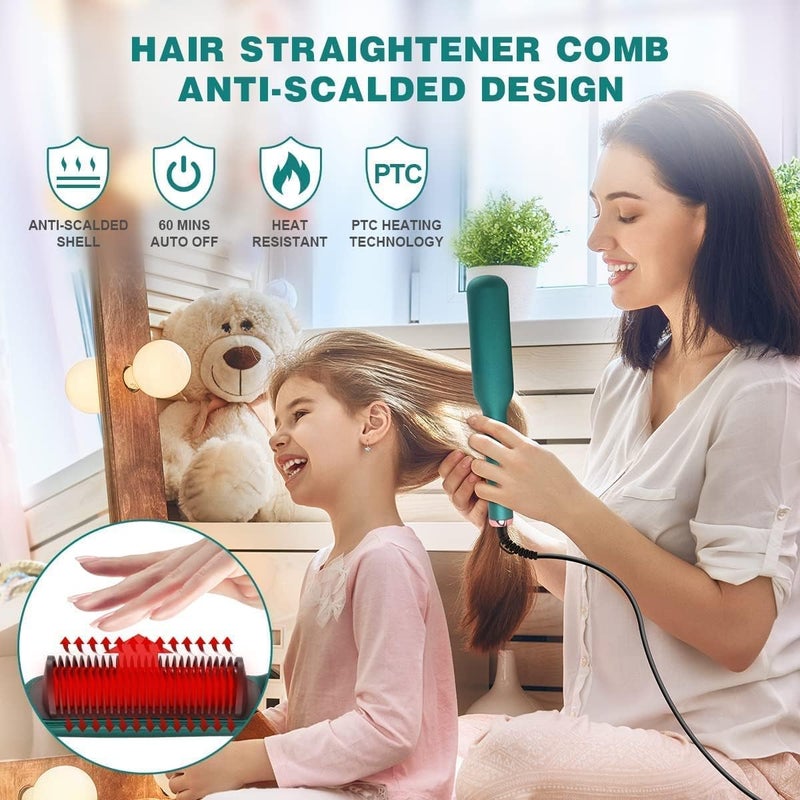 Hebrew Hair Straightener Comb for Women Men Hair Styler Straightener Machine Brush Hair Straightener Comb for Women Men Hair Styler Straightener Machine Brush Multicolour - Image 2