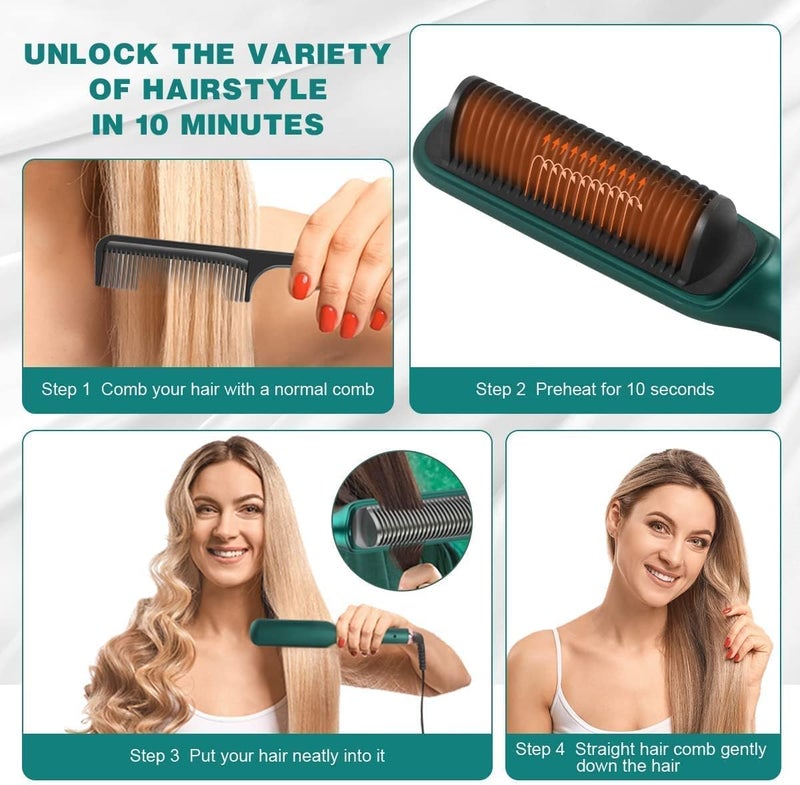 Hebrew Hair Straightener Comb for Women Men Hair Styler Straightener Machine Brush Hair Straightener Comb for Women Men Hair Styler Straightener Machine Brush Multicolour - Image 3