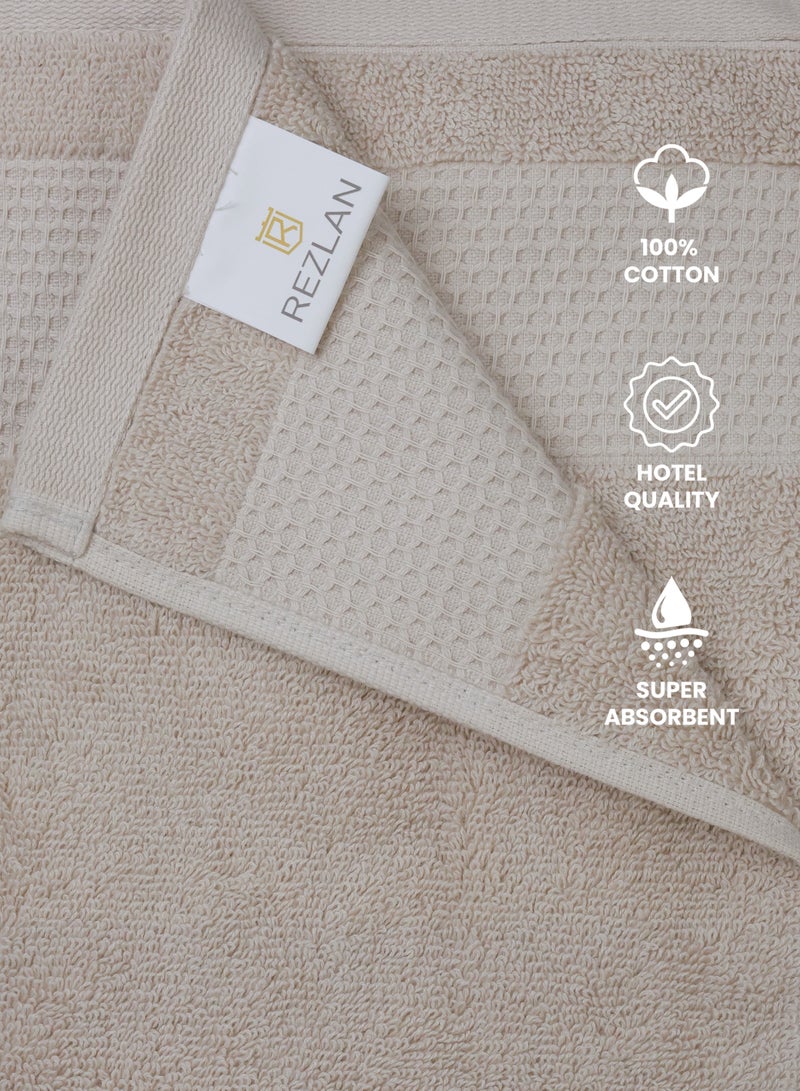 REZLAN UAE REZLAN Premium Cotton Bath Towel Set (4-Pack) – 100% Soft, Absorbent & Quick-Drying
*Luxury 600 GSM Bath Towels - 70×144 cm / 27×57 inches - SAND  - Image 5