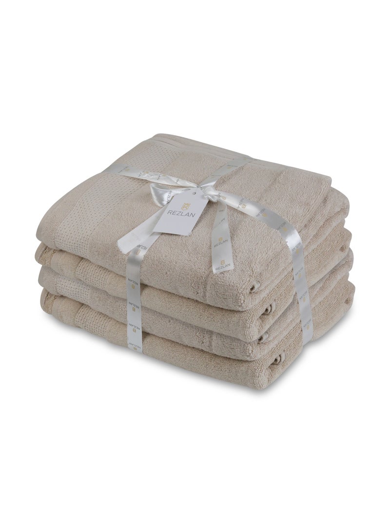 REZLAN UAE REZLAN Premium Cotton Bath Towel Set (4-Pack) – 100% Soft, Absorbent & Quick-Drying
*Luxury 600 GSM Bath Towels - 70×144 cm / 27×57 inches - SAND  - Image 3