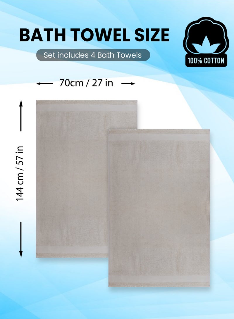 REZLAN UAE REZLAN Premium Cotton Bath Towel Set (4-Pack) – 100% Soft, Absorbent & Quick-Drying
*Luxury 600 GSM Bath Towels - 70×144 cm / 27×57 inches - SAND  - Image 2