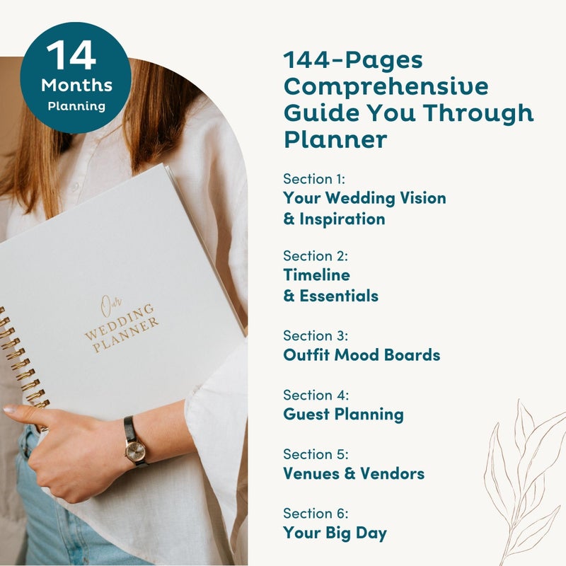 Nook Theory Timeless Premium Linen Wedding Planner Book and Organizer â€“ Wedding Planning Book, Comprehensive Keepsake & Countdown Binder, Perfect Engagement Gift for Women, 11" x 9" (Cream) - Image 3