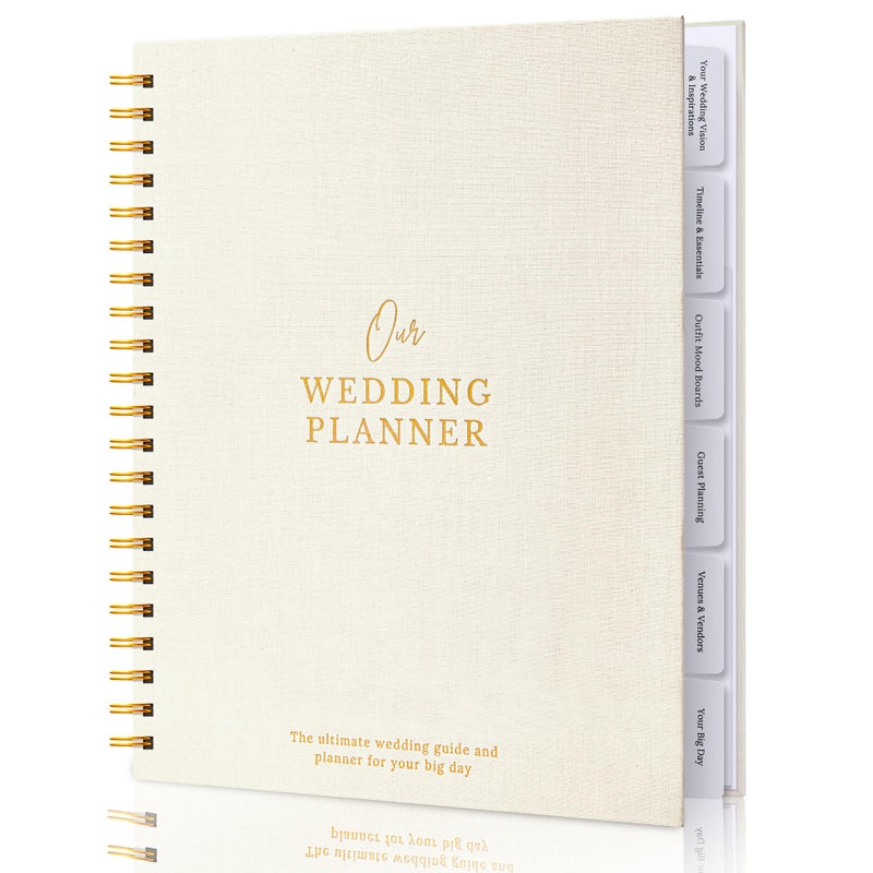 Nook Theory Timeless Premium Linen Wedding Planner Book and Organizer â€“ Wedding Planning Book, Comprehensive Keepsake & Countdown Binder, Perfect Engagement Gift for Women, 11" x 9" (Cream) - Image 1