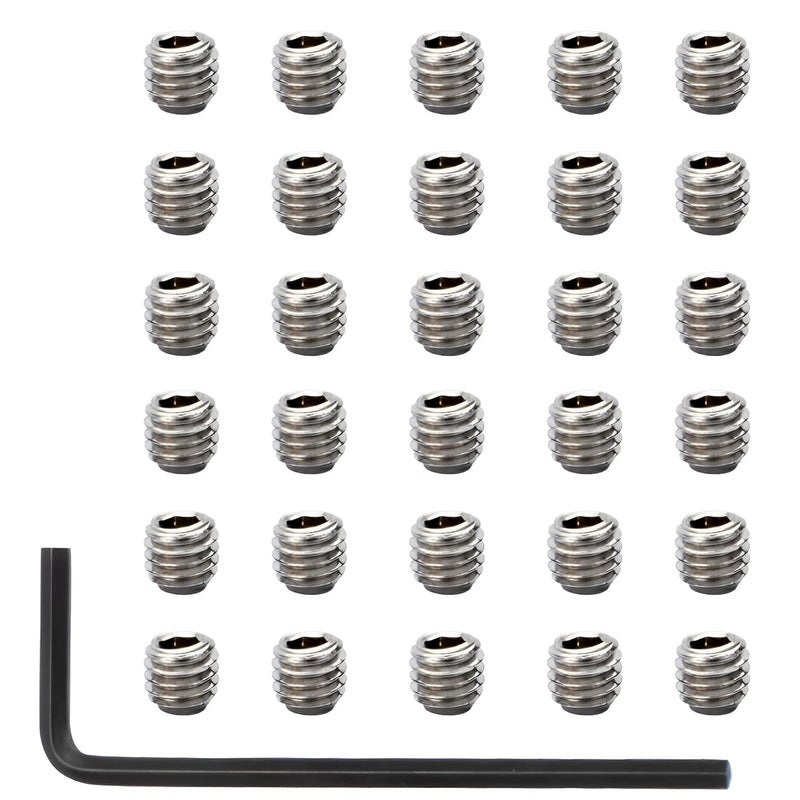 AccEncyc 10-32 x 3/16" Socket Set Screws 30Pcs Allen Head Hex Socket Set Screws Stainless Steel Cup Point Hexagon Allen Screws with Hex Key Wrench - Image 1