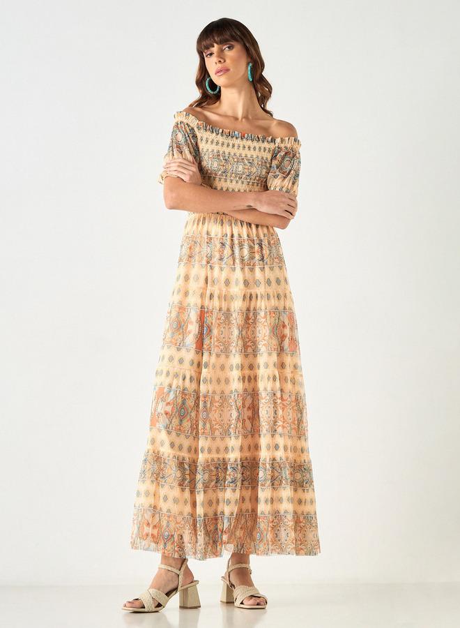 تواكستريمز فستان مكشوف الأكتاف بطبعات وتفاصيل كشكش من تو إكستريمز - Image 2