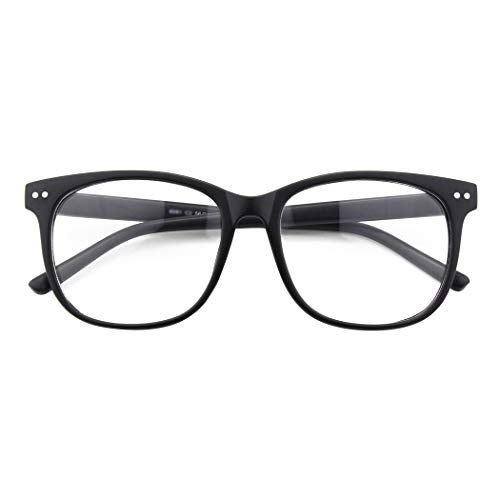 GQUEEN Fake Non Prescription Glasses Clear Lens for Women Men Oversized Frame UV400 Protection Matte Black, 201581 - Image 1