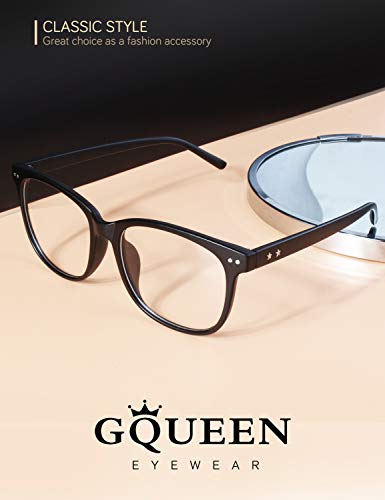 GQUEEN Fake Non Prescription Glasses Clear Lens for Women Men Oversized Frame UV400 Protection Matte Black, 201581 - Image 2