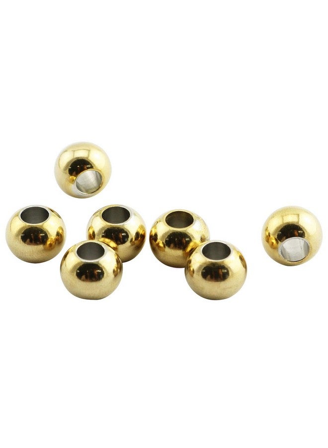 RuiLing 50 Pack 304 Stainless Steel Smooth Round Spacer Beads 3Mm Hole Seamless Loose Beads For Jewelry Making Findings Diy Crafts Accessories 8Mm(Gold) - Image 2