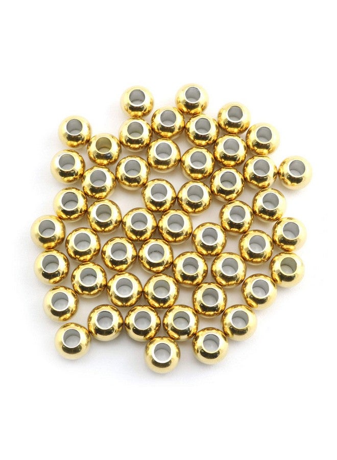 RuiLing 50 Pack 304 Stainless Steel Smooth Round Spacer Beads 3Mm Hole Seamless Loose Beads For Jewelry Making Findings Diy Crafts Accessories 8Mm(Gold) - Image 1