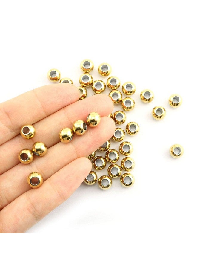 RuiLing 50 Pack 304 Stainless Steel Smooth Round Spacer Beads 3Mm Hole Seamless Loose Beads For Jewelry Making Findings Diy Crafts Accessories 8Mm(Gold) - Image 4