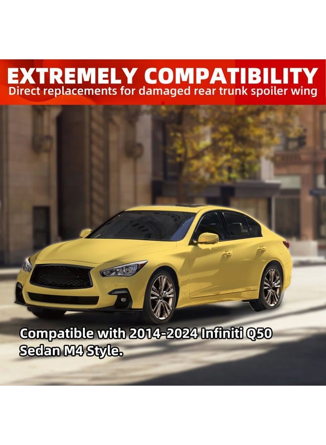 ECOTRIC جناح سبويلر خلفي متوافق مع 2014-2024 إنفينيتي Q50 سيدان تصميم M4 جناح دك بيل مطلي بألياف الكربون - Image 2