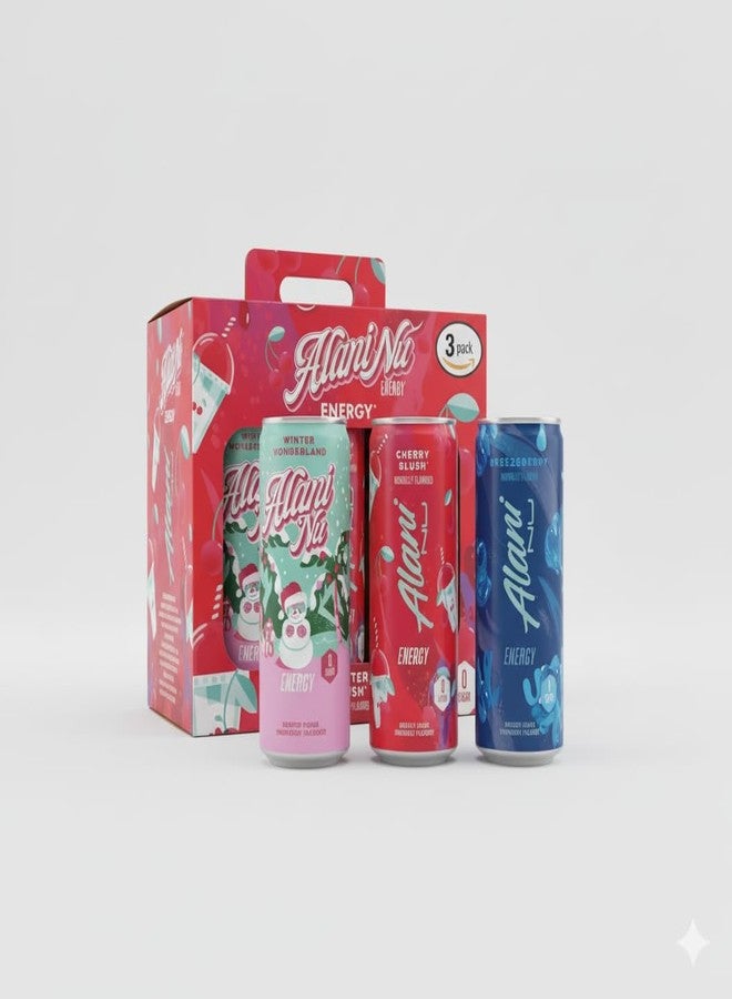 Alani Energy Drinks Winter Variety Pack - Winter Wonderland, Breezeberry & Cherry Slush - 12 fl oz Cans (Pack of 3) - Image 2