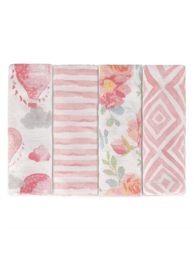 Featherhead™ 100% Cotton Muslin Swaddle Blankets for Baby Girl - Large 47”x 47” - Pre-Washed, Soft, & Breathable - Newborn Essential & Perfect Baby Registry Gift (4 Pack - Garden Floral) - Image 1