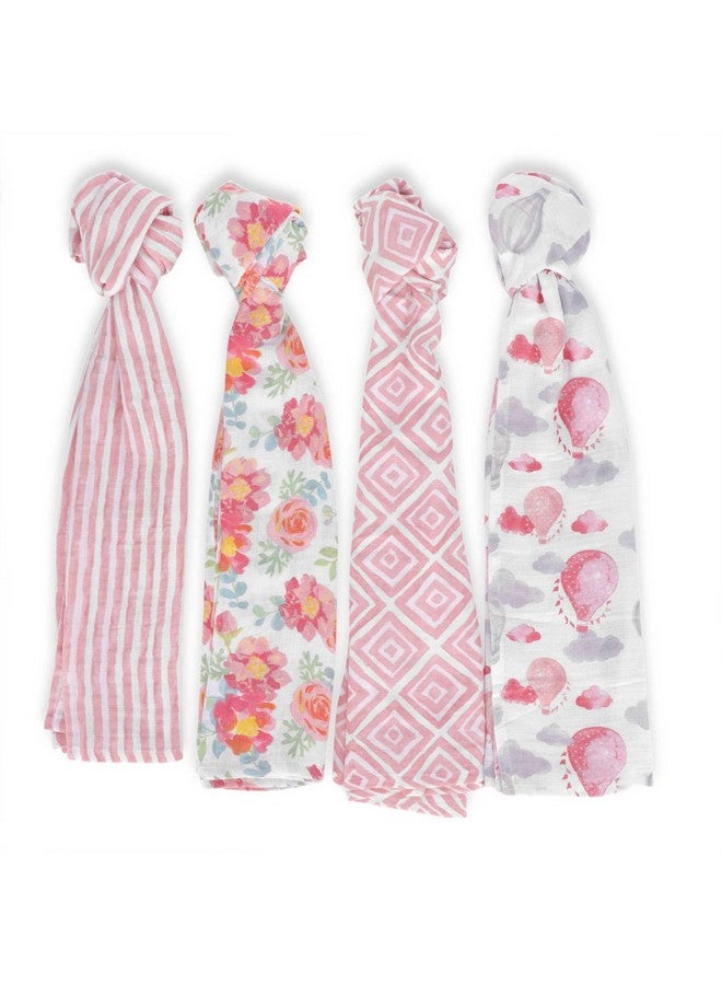 Featherhead™ 100% Cotton Muslin Swaddle Blankets for Baby Girl - Large 47”x 47” - Pre-Washed, Soft, & Breathable - Newborn Essential & Perfect Baby Registry Gift (4 Pack - Garden Floral) - Image 5