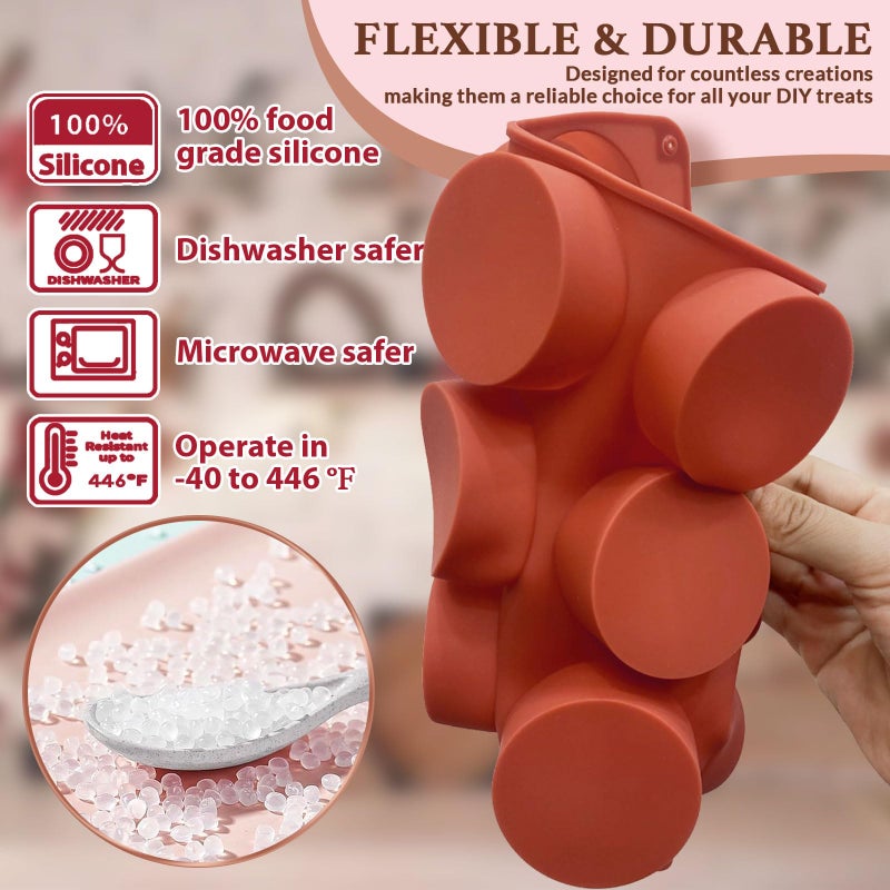 HKNMTT Round Silicone Molds 2 PCS, 12-Cavity 2.1" Cylinder Chocolate Covered Cookie Mold, Food Grade Non-Stick Baking Moulds Compatible Oreos Candy Handmade Soap Pudding Jello Mini Cake Jelly Brownie - Image 3