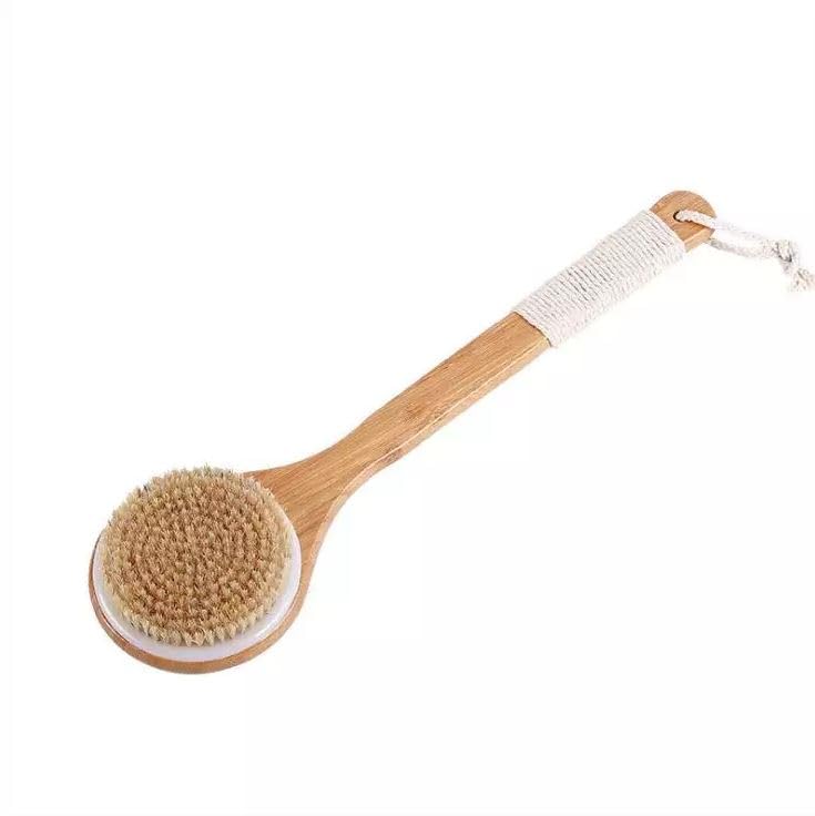 STORE77 Long Handle for Shower Bath Back Rubbing Brush Cleaning Brush Back Scrubber for Shower Bath Brush Long Handled Curved Wooden Back Brush Dry Brushing and Back Scratching for Men and Women - Image 1
