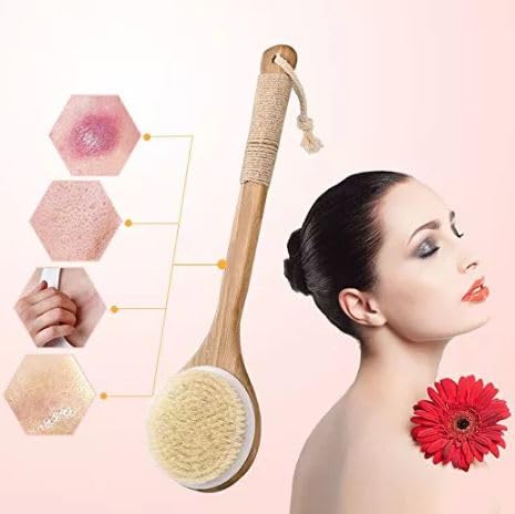 STORE77 Long Handle for Shower Bath Back Rubbing Brush Cleaning Brush Back Scrubber for Shower Bath Brush Long Handled Curved Wooden Back Brush Dry Brushing and Back Scratching for Men and Women - Image 4