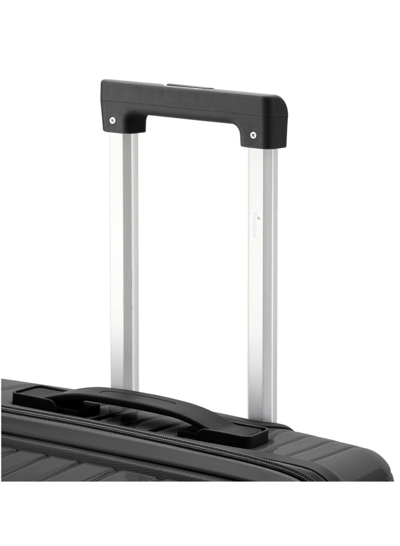 SENATOR Unisex Hard Case Medium Checked Luggage Lightweight PP Fashion Trolley Luggage with 360° Degree 4 Twin Wheel and Safe Zippers KH1010 Black - Image 5