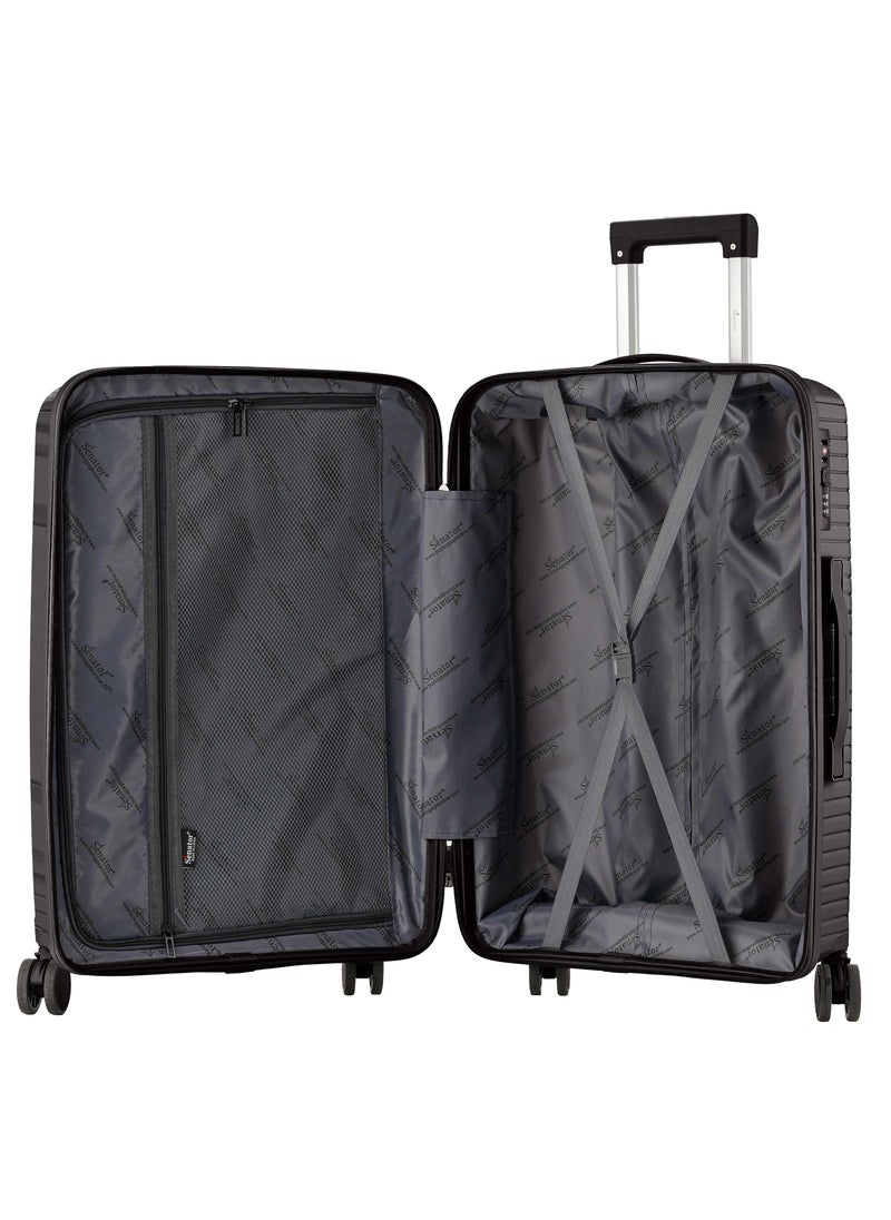 Unisex Hard Case Medium Checked Luggage Lightweight PP Fashion Trolley Luggage with 360° Degree 4 Twin Wheel and Safe Zippers KH1010 Black - pzsku/Z6EF70D8B94A281753186Z/45/1741248711/09ae2f5b-e436-4f11-8d5b-c1d92e343c5c