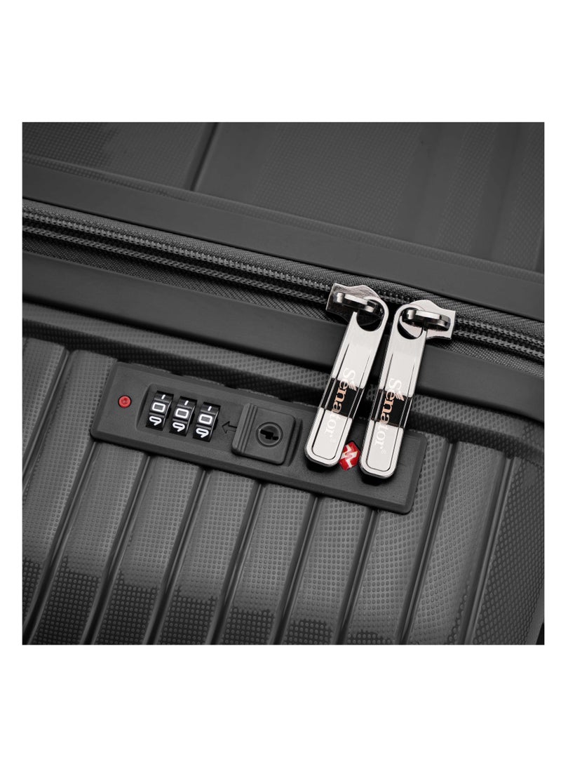 Unisex Hard Case Medium Checked Luggage Lightweight PP Fashion Trolley Luggage with 360° Degree 4 Twin Wheel and Safe Zippers KH1010 Black - pzsku/Z6EF70D8B94A281753186Z/45/1741248731/6ed5d3bd-c68f-46e5-b8c5-7e0a162a9fa6