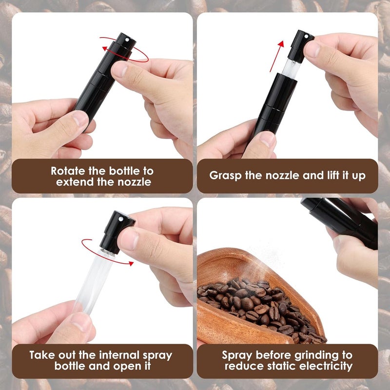 windforgecraft Coffee Dosing Cup Set Coffee Dosing Tray Wood Coffee Bean Dosing Cup and Spray Bottle Set Single Dose Measuring Tray Set Coffee Bean Measuring Cup Spoon Espresso Accessories Kit (Brown) - Image 4