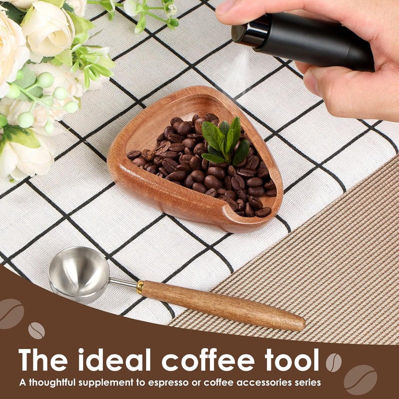 windforgecraft Coffee Dosing Cup Set Coffee Dosing Tray Wood Coffee Bean Dosing Cup and Spray Bottle Set Single Dose Measuring Tray Set Coffee Bean Measuring Cup Spoon Espresso Accessories Kit (Brown) - Image 5