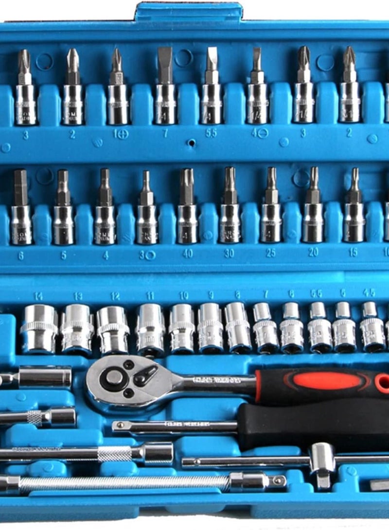 GGOOT 46pcs Wrench Socket Spanner Kit High Carbon Steel Screwdriver Motorcycle Automobile Repair Maintenance Tool Hardware Hand tool set (Size : D 46pcs) - Image 1