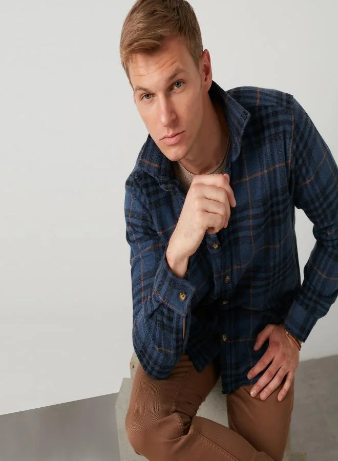 Buratti  Buratti Plaid Long Sleeve Slim Fit Winter Shirt Men's SHIRT CF21W112844 for Men | Best Price UAE